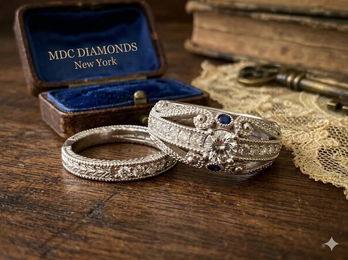 MDCDiamonds's tweet photo. Bridal set from our vintage engagement rings collection https://t.co/Eb9P5o3RD5