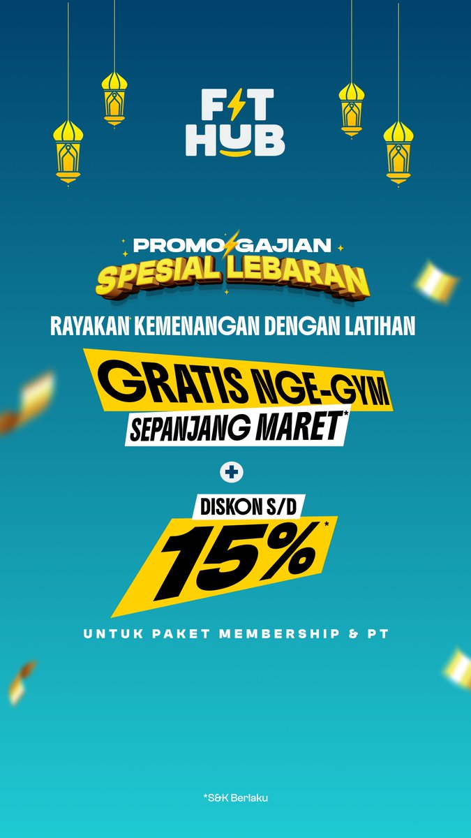 PROMO LEBARAN DI FIT HUB😍

GRATIS NGE-GYM SEPANJANG MARET + DISKON S/D 15%🥳
PROMO TERBATAS😎

KLAIM SEKARANG DISINI👇
fithub.id/free-trial/v3/…