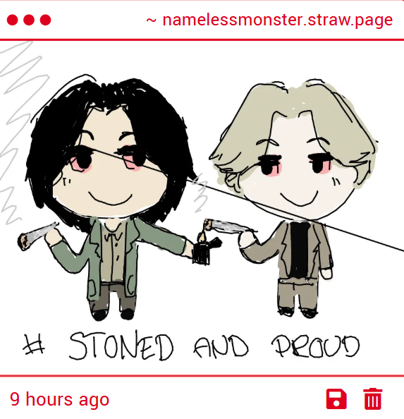 JohanLiebe15009's tweet photo. What's this? The Doctor and I sharing a blunt? I've never tried cannabis since I have no need to feel so slack. I assume Tenma would refer it for medical reasons. The red rimmed eyes are a quaint detail. Beautiful work. Maybe I can make amends with the doctor in such a manner. https://t.co/NKBDJhkGVb