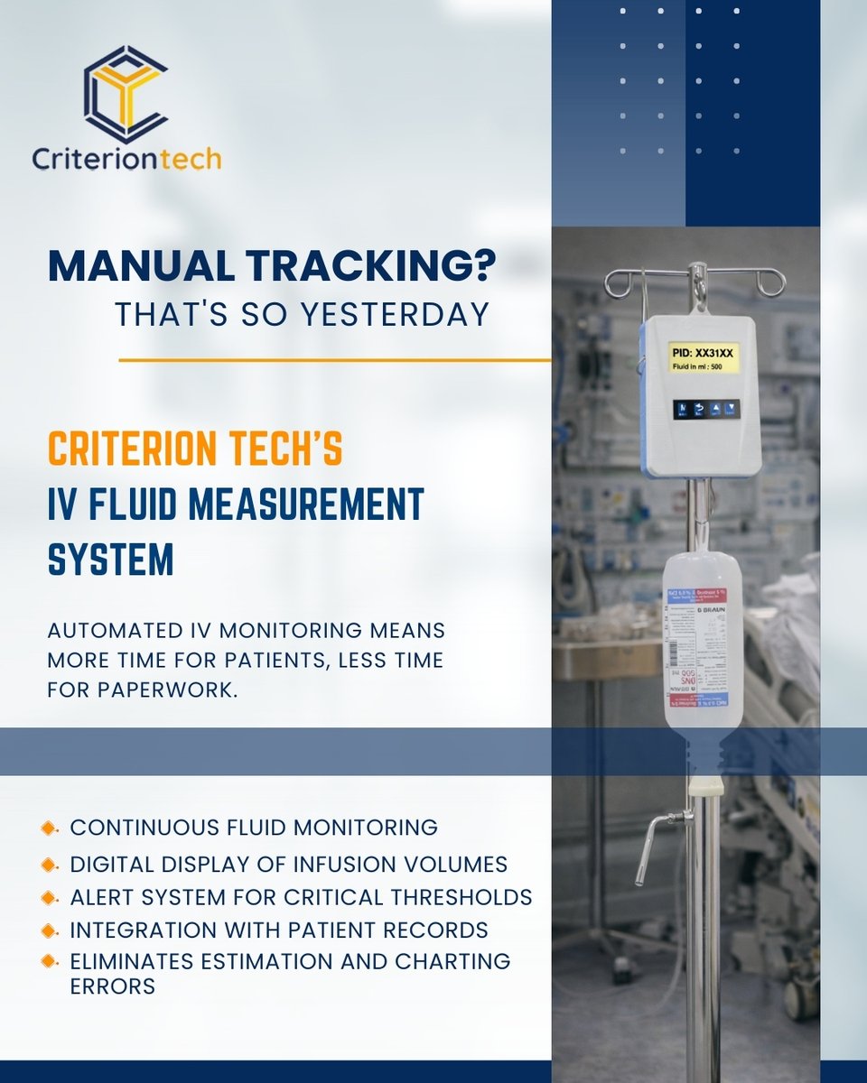 criterion_tech's tweet photo. Accurate IV tracking—no guesswork, no errors.
.
#NursingTech #FluidManagement #HealthcareInnovation https://t.co/jcK81ZHKgK