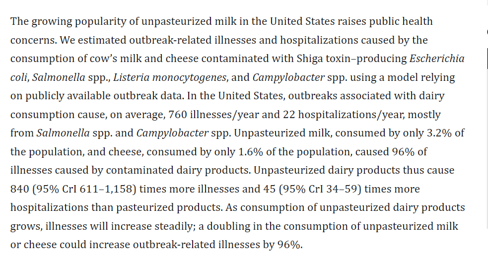 JoeI_NM's tweet photo. @jay_villis @DrNeilStone Nice random AI overview... sadly for you, is a wrong. 

If both raw milk and pasteurized milk have similar death counts but vastly different populations then raw milk would have a higher per-capita. https://t.co/ZaYFFORovc