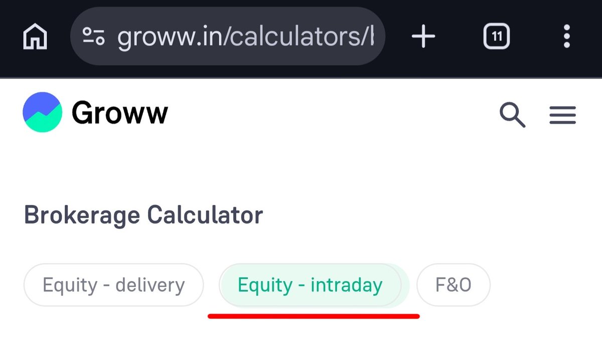jaybhavsaar's tweet photo. Hey @_groww Love using your app and website.

Small suggestion: the tab UI on the Brokerage Calculator — Equity Delivery | Intraday | F&amp;O — the active tab doesn't stand out clearly. A stronger highlight would make it much cleaner on mobile. https://t.co/fFcKYdYfNX