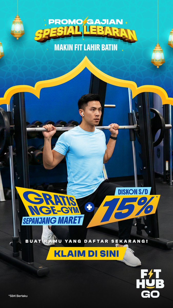 PROMO SPESIAL LEBARAN DI FIT HUB GO!😍

GRATIS NGE-GYM SEPANJANG MARET + DISKON S/D 15%🥰
PROMO TERBATAS😎

KLAIM DISINI👇
fithub.id/free-trial/v3/…