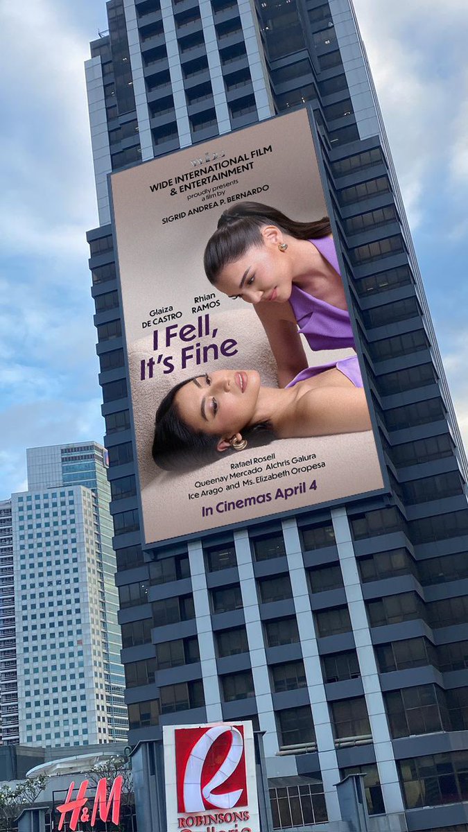 widefilmprod's tweet photo. It's up! ✨👸👉🏻👈🏻
Anne and Chicks of 'I Fell, It's Fine', gracing the EDSA LED billboard along Ortigas. Catch them daily from 6PM to 9PM.

The “I Fell, It’s Fine” team invites you to watch their movie, which will make you laugh and cry at once. Curious why? Just watch it to find out! 👉🏼👈🏼👀

April 4, in cinemas nationwide! 🔥🎞️
I Fell, It’s Fine
Written and Directed by Sigrid Andrea P. Bernardo

Starring
Glaiza de Castro 
Rhian Ramos

With Rafael Rosell, Alchris Galura, Ice Arago, Queenay Mercado and Ms. Elizabeth Oropesa

Line produced by Dennis Evangelista

Produced by Wide International, Executive Producers, Ms. April Martin and Ms. Pauline Publico

#IFIF #IFellItsFine #RaStro @glaizaredux @whianwamos