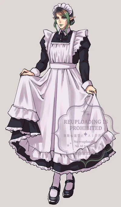 前に描いたような気もするけどチャカメロ観てたらどうしてもさんのクラシカルメイド服姿が見たくなったので描きました