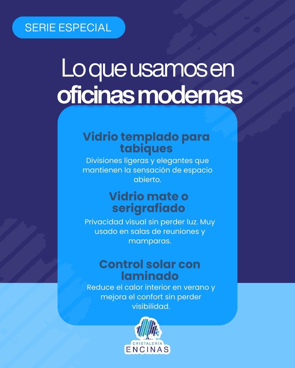 CRISTENCINAS's tweet photo. 🏢 El espacio donde trabajas influye en cómo trabajas.

La luz, el silencio y la privacidad no son un lujo.
Son factores clave en la productividad, el bienestar y la imagen de tu empresa.

🌐 https://t.co/RBdvT2kNxm
📩 info@cristaleriaencinas.es https://t.co/2caHTDRVON