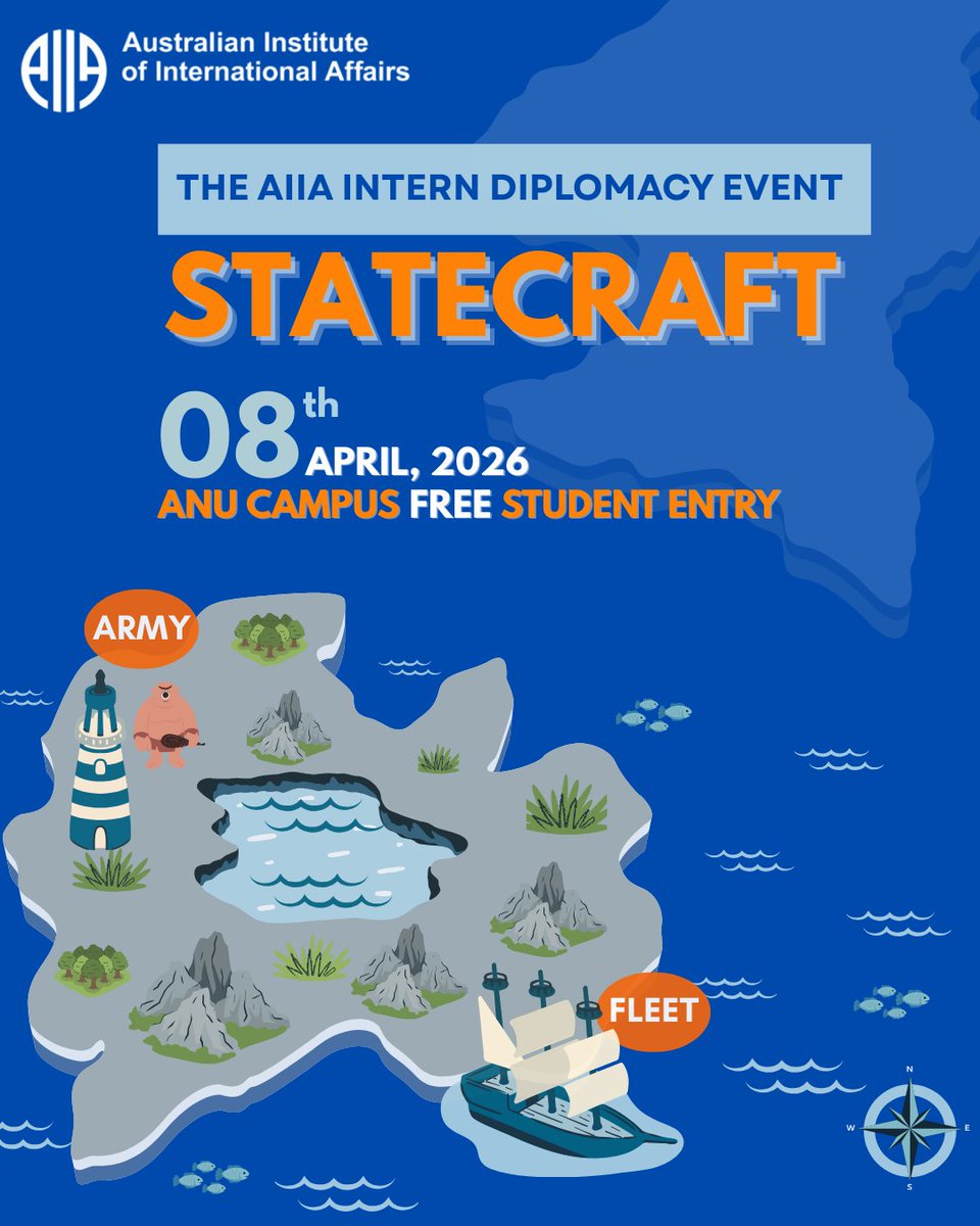 AIIANational's tweet photo. 🎲 Ready to trust… and betray?

Introducing Statecraft, a strategic negotiation board game night 🏆

Inspired by the classics, the AIIA National Office Interns have designed a brand-new theme packed with twists to keep you guessing at every turn. Come ready to think, negotiate, and outplay your friends 👀🔥

🍕 Food & drinks provided, entries are free for students. Register here: https://t.co/40DqCBNz14