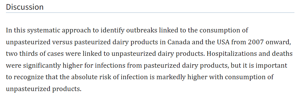 JoeI_NM's tweet photo. @jay_villis @DrNeilStone Nice random AI overview... sadly for you, is a wrong. 

If both raw milk and pasteurized milk have similar death counts but vastly different populations then raw milk would have a higher per-capita. https://t.co/ZaYFFORovc