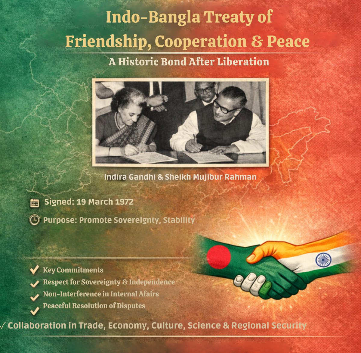 RZuala34899's tweet photo. 1. From trade to culture, India and Bangladesh are forging new paths of cooperation and progress!
#IndoBanglaTreatyofFriendship #UnbreakableLiberationBond #UnityForGrowth #NeighboursFirst https://t.co/mzMoNGrfPU