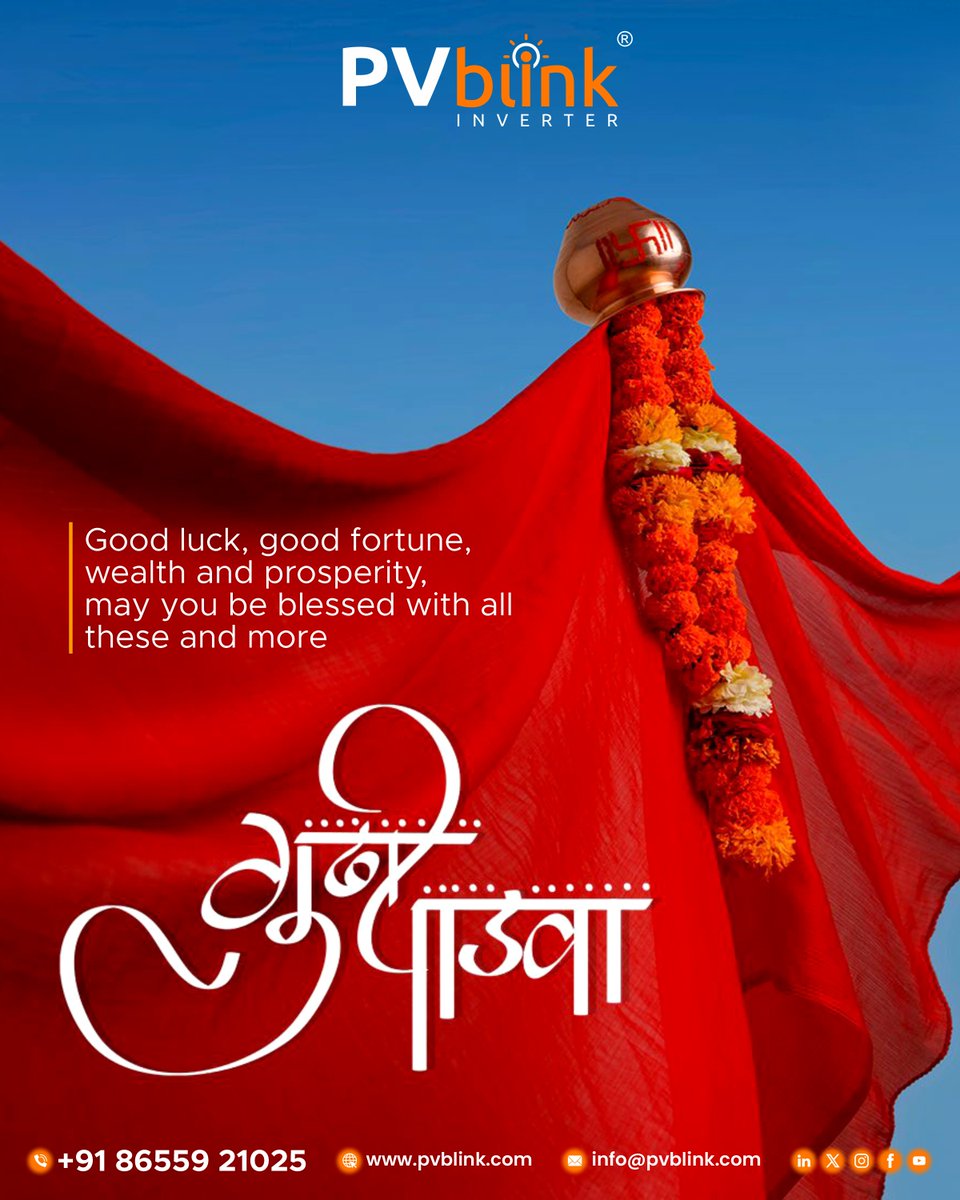 PVblinkInverter's tweet image. Celebrate the festival of #newbeginnings with joy and positivity 🌼

May #GudiPadwa bring prosperity, good health, and success to you and your family.
Wishing you a bright and prosperous year ahead! ✨

📞+91 8655921025
🌐 pvblink.com

#pvblink #happygudipadwa🌼✨