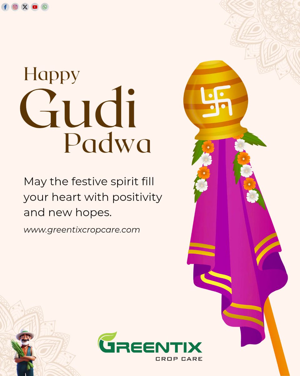 GreentixCC's tweet photo. Happy Gudi Padwa 
#happygudipadwa #greentixcorpcare #indiakakishan #jaijavanjaikisan #PGR #fungicide #bioproducts #IndianCulture https://t.co/vXDmmGTh2S
