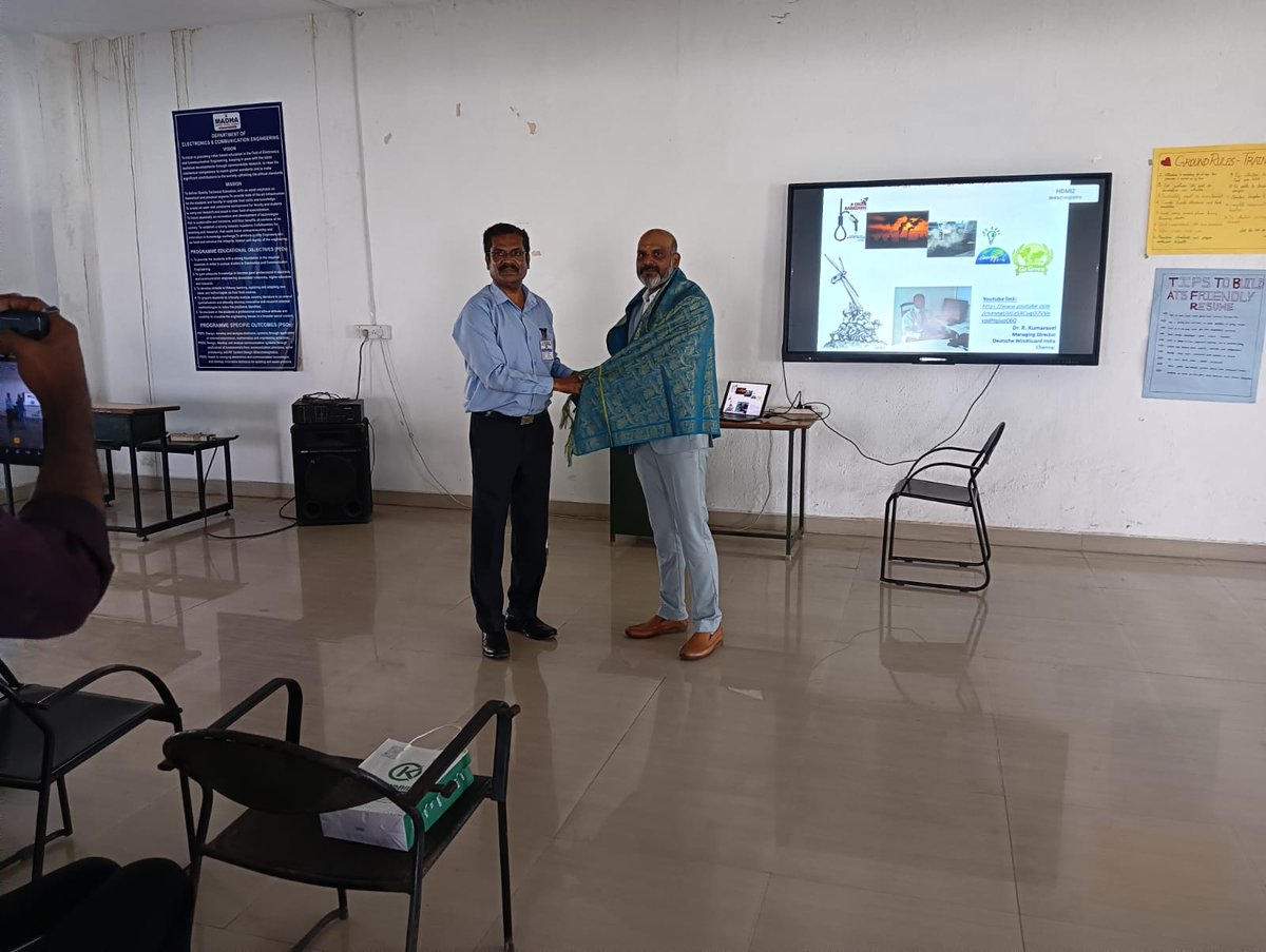 madhaengcollege's tweet photo. The Department of Electrical and Electronics Engineering successfully organized a one-day guest lecture on “Wind Energy Technology and Applications” on 17th March 2026.
#madhaengineeringcollege #eee #windenergytechnology #turbine #turbinedesign #guestlecture https://t.co/LZY0HECLqK