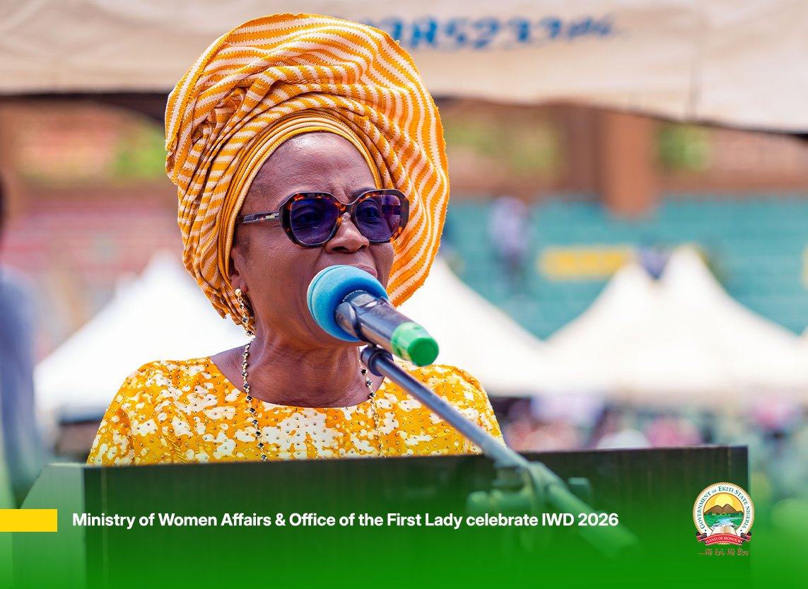 ekitistategov's tweet photo. Ekiti State marked the 2026 International Women’s Day at the Ekiti Parapo Pavilion, bringing together women from all 16 LGAs.
Under the theme “Rights. Justice. Action. For All Women and Girls,” the event highlighted the power of investing in women to drive inclusive and sustainable development.

https://t.co/CbFUGy0pck

#IWD2026 #EkitiWomen #Inclusion