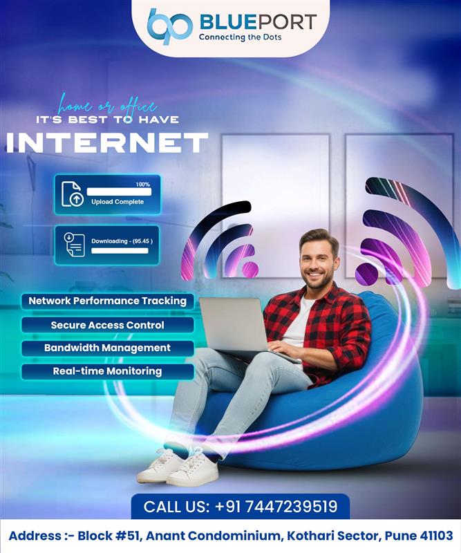 Blueport2025's tweet image. Fast, secure internet for home &amp;amp; office 🚀

✔ Smooth speeds
✔ Secure access
✔ Real-time monitoring

📞 +91 7447239519
📍 Block #51, Anant Condominium, Kothari Sector, Pune 41103

#InternetService #HighSpeedInternet #PuneBusiness #WorkFromHome #SmartConnectivity #WiFiSolutions
