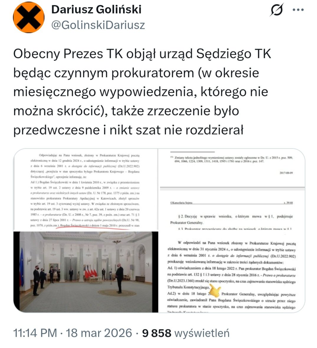 AW175's tweet photo. Prokurator Bogdan Święczkowski nielegalnie ( z naruszeniem przepisów prawa ) powołany na sędziego TRYBUNAŁU Konstytucyjnego ?
#Polska #TK #Prezes https://t.co/3WVmXnQJZ6