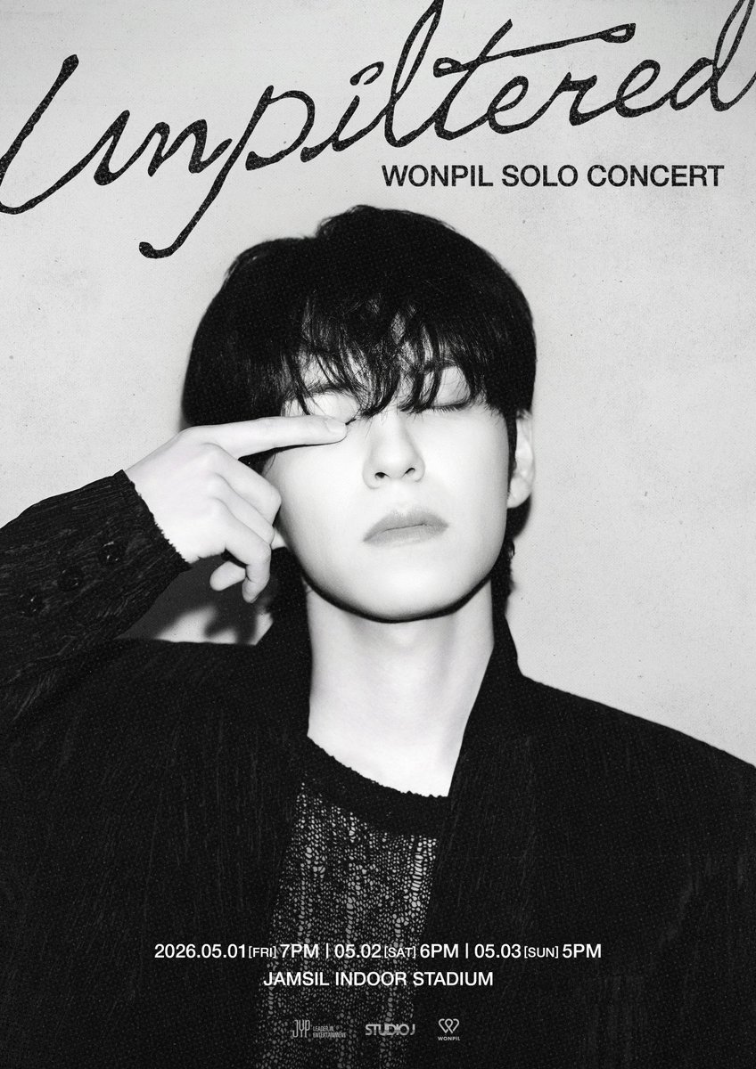 #원필 솔로 콘서트 정보 

WONPIL SOLO CONCERT ‘Unpiltered’

• 2026. 05. 01. 금. 7PM
• 2026. 05. 02. 토. 6PM
• 2026. 05. 03. 일. 5PM

📍잠실 실내체육관

📍팬클럽 선예매
2026년 4월 6일 (월) 20:00-23:59 (KST)

📍일반예매
2026년 4월 9일 (목) 20:00~ (KST)