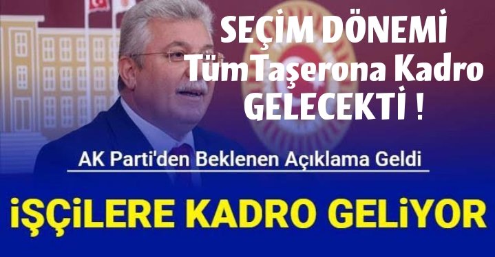 <a href="/akbasogluemin/">Av. M.Emin AKBAŞOĞLU 🇹🇷</a> Sn AKBAŞOĞLU,
Taşeron kalan işçilere sözünüzü tutmadınız.
Binlerce Taşeron işçi ve ailesi yapılan bu ayrımın düzeltilmesini bekliyor.
%70 işçilik gideri maliyeti işçilerin kaderi olamaz.

Seçimden sonra bizi unuttunuz. Söz namustur.
İyi Bayramlar.