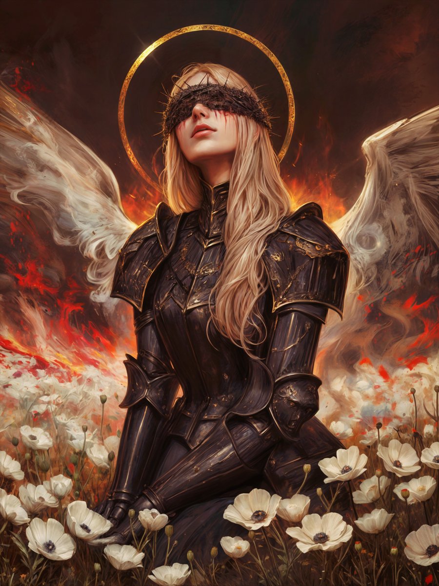 VasiawOw's tweet photo. @Chazwesley99 @elmsta @WebbieSocialApp @tezos #CCC13 submission✨
"Ex Tenebris Lux" - 1/1 - 66.6 $XTZ
A portrait of endurance - thorns over the eyes, wings scarred by fire, and white flowers blooming from ash.
https://t.co/PrwwSVTSit https://t.co/cWLzbekMI6