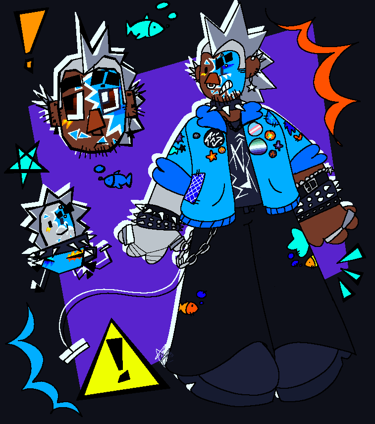 Ebbpup's tweet photo. ok i think this is good ive just been putting a little more orange in his design lately so i wanted to put that in his gijinka. and i killed his ripped jeans those were a terrible idea. #ppt2 #oscppt2 #chainsawppt2 https://t.co/dc9Jyddxuw