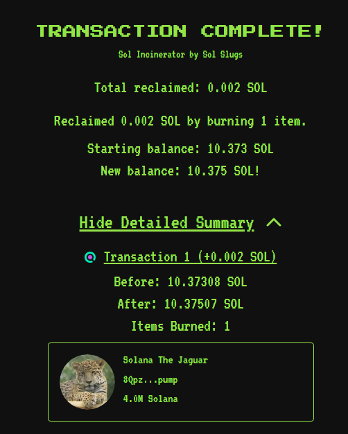 Burn 4m $Solana tokens 

Will continue doing buy back and burn