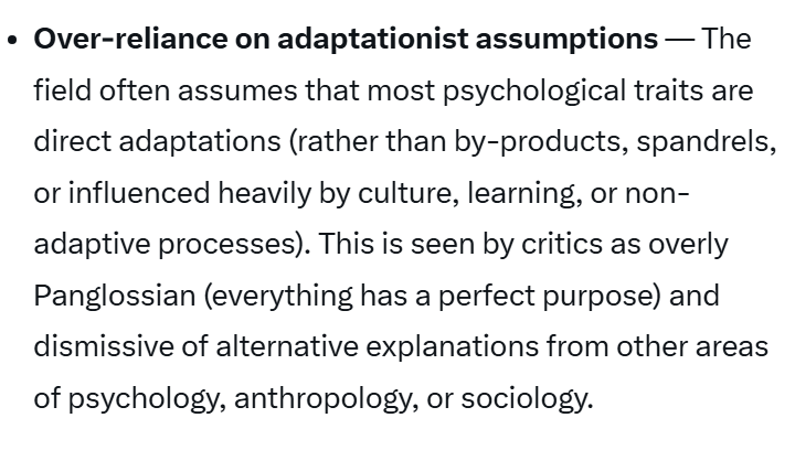 Women today hanker to mate upward➡️ therefore it must be a positive evolutionary adaptation➡️ therefore men must play to it if they wish to align with the grand and perfect evolutionary purpose.

As Grok describes this evopsych fallacy: