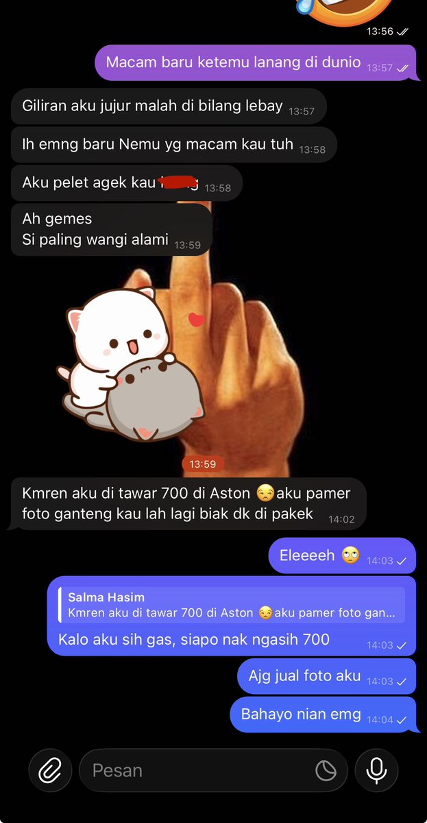 Sumpah, ringam liat org kek gini jujur
Terlalu obses banget dgn gw ajg. Risih serisih risihnya, baru ini ada cewe kek gini. 🖕🏽