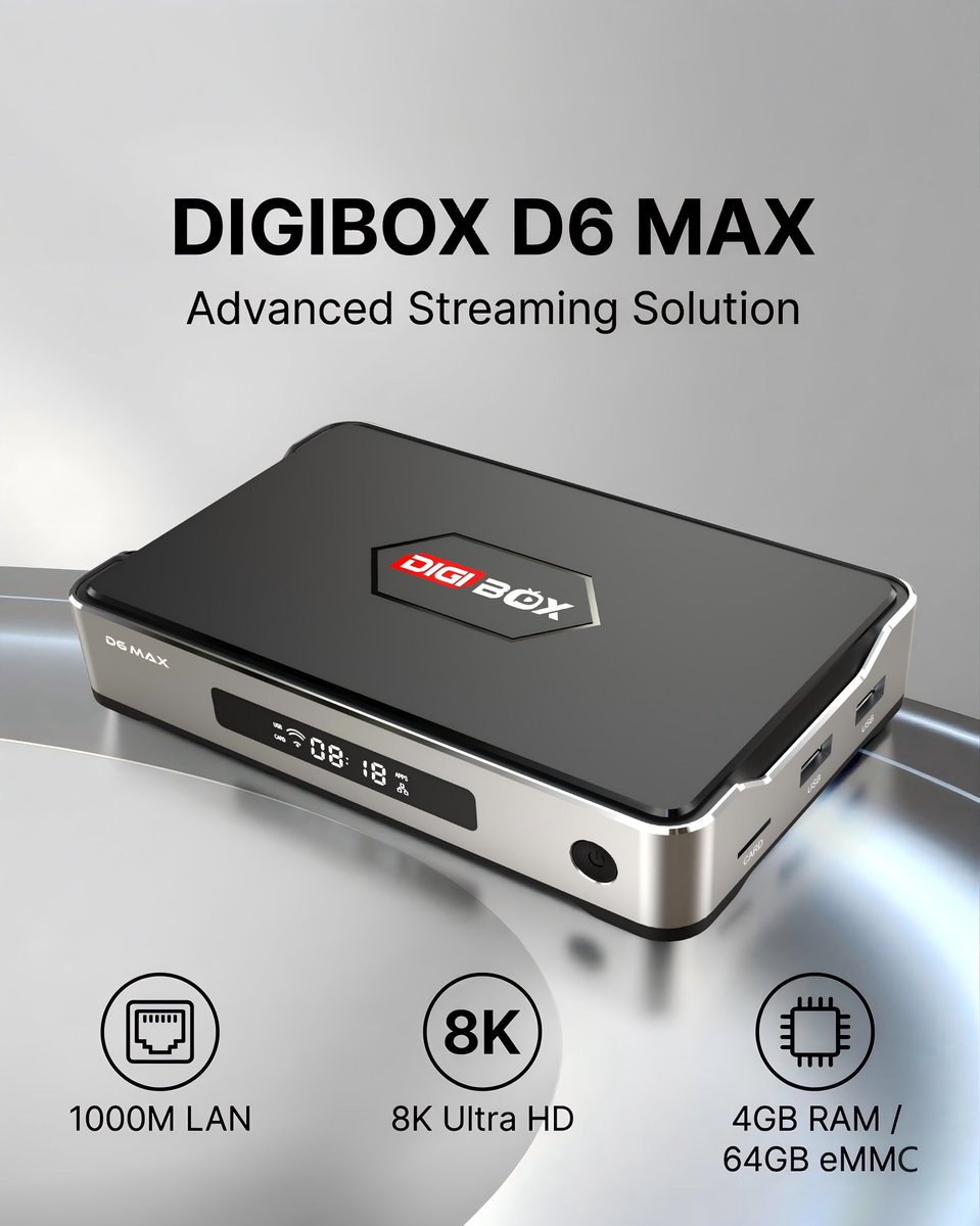 digiboxsmart's tweet image. Power meets speed. ⚡️

1000M LAN | 8K Ultra HD | 4GB+64GB

Shop the D6 MAX: digiboxsmart.com

#DIGIBOX #D6MAX #DIGIBOXD6MAX #AndroidBOX #AndroidTV #DIGITVBOX