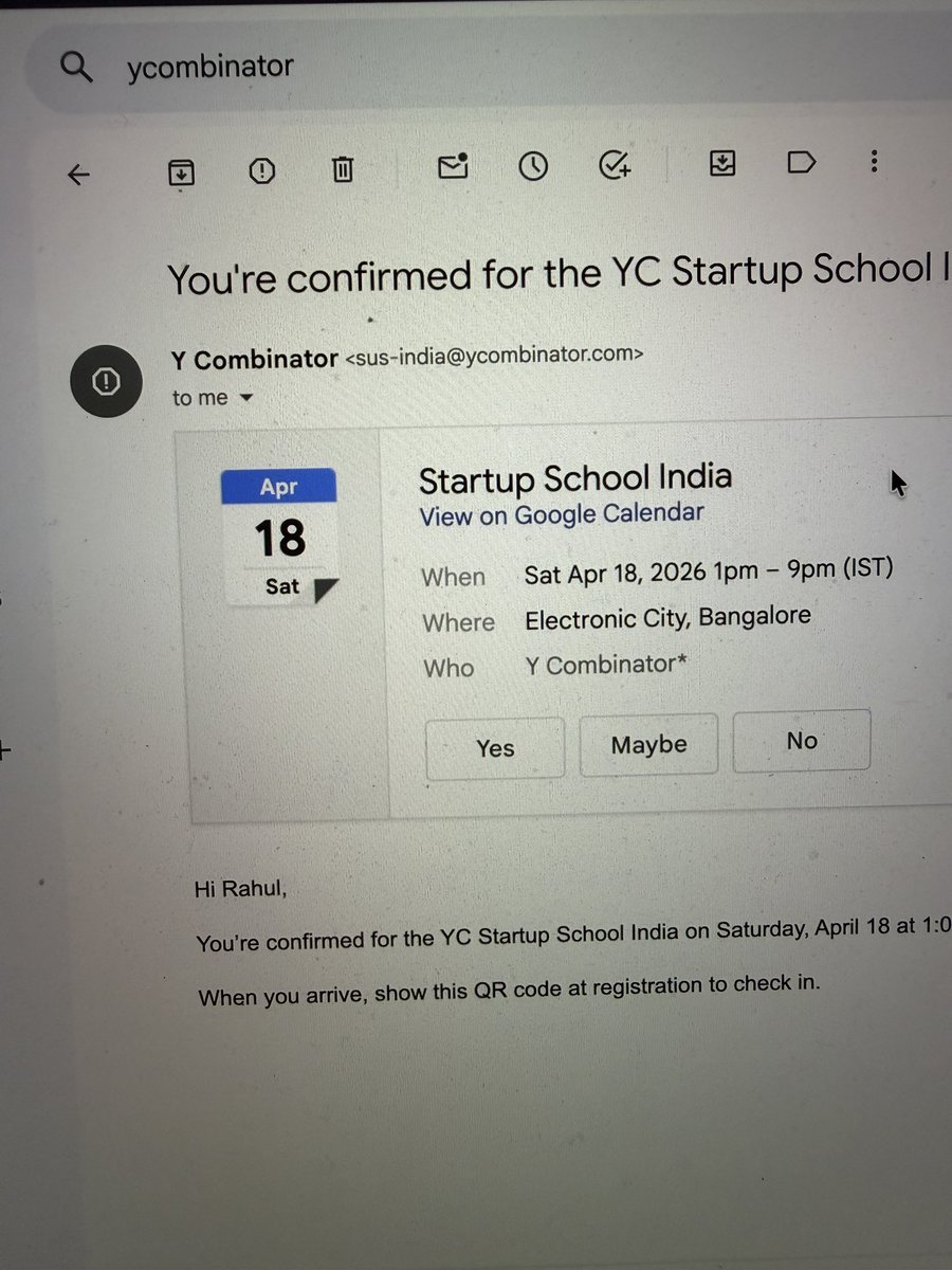 Rahul_Shetty45's tweet photo. I guess we’re going to YC startup school 🕺 https://t.co/qYtowUhOGV