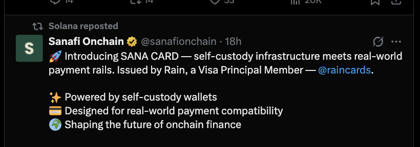 sanafionchain's tweet photo. 👀 Mom, we made it to the main page of Solana!!  @solana 🍀 – more to come! https://t.co/UoAr3QB9yl