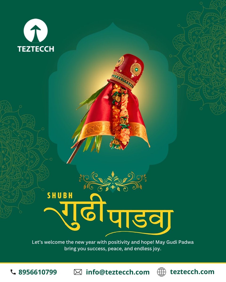 teztecch's tweet photo. Wishing you a joyful and prosperous Gudi Padwa! 

May this New Year bring you peace, endless joy, and the success you’ve been striving for. Let's celebrate the traditions that ground us and the hope that moves us forward.

#HappyGudiPadwa #NavVarsh #TeztecchSolutions https://t.co/z3IhROlMyp