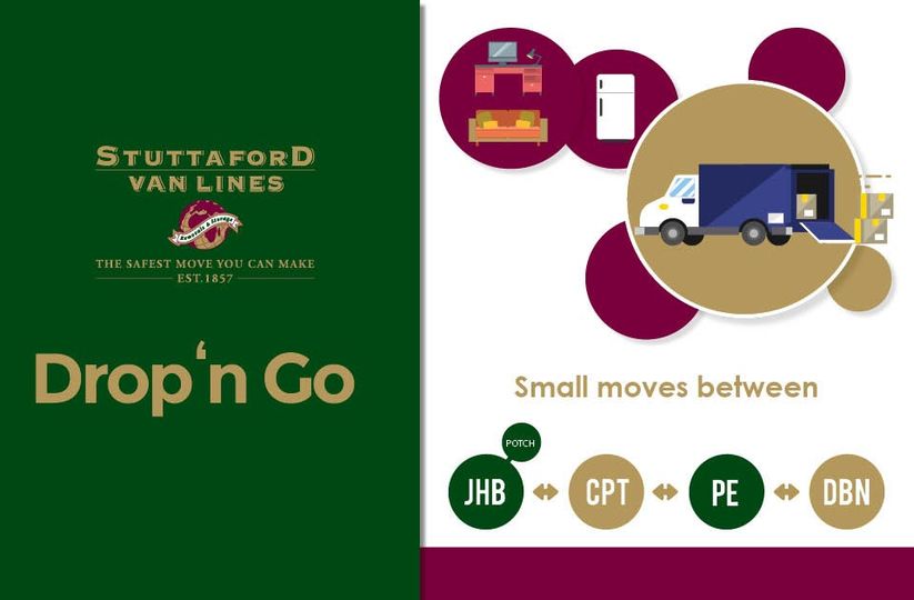 StuttafordVanLn's tweet photo. Small move made easy. 📦 👉 With Drop ‘n Go by Stuttaford Van Lines, drop your items at our depot and we’ll move them to your chosen city.

Ideal for students and smaller relocations. https://t.co/t809UqA3IF

#Smallmoves #Studentmoves #StuttafordVanLines #DropnGo #SouthAfrica https://t.co/BcpqjB0PXL