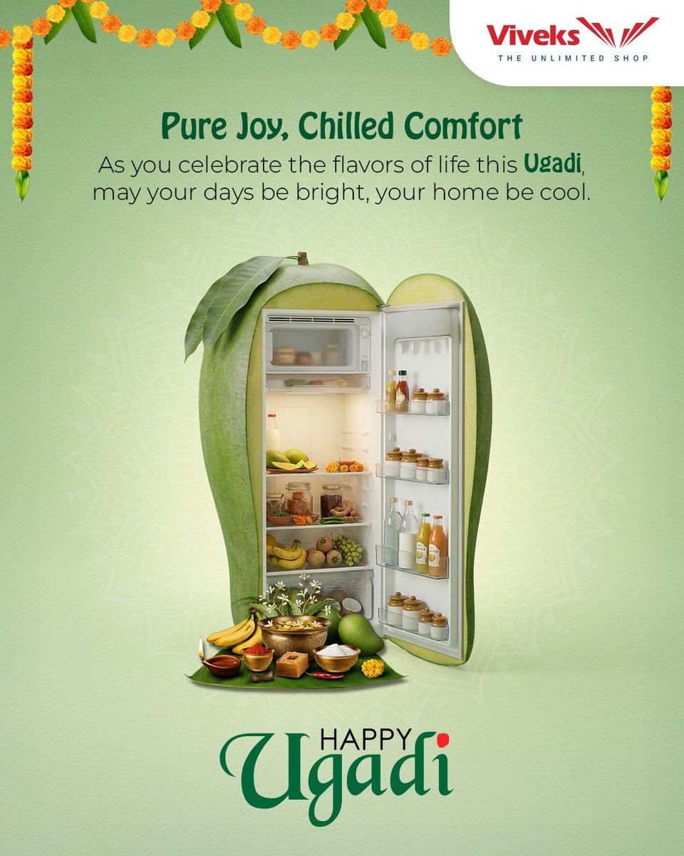 This year, keep those flavors fresh and your home cool. Celebrate the beginning of a new season with the ultimate chilled comfort. 🥭❄️

Wishing you a Happy Ugadi filled with sweetness and joy!

#Viveks #HappyUgadi #SummerVibes #FestiveSeason #FreshBeginnings