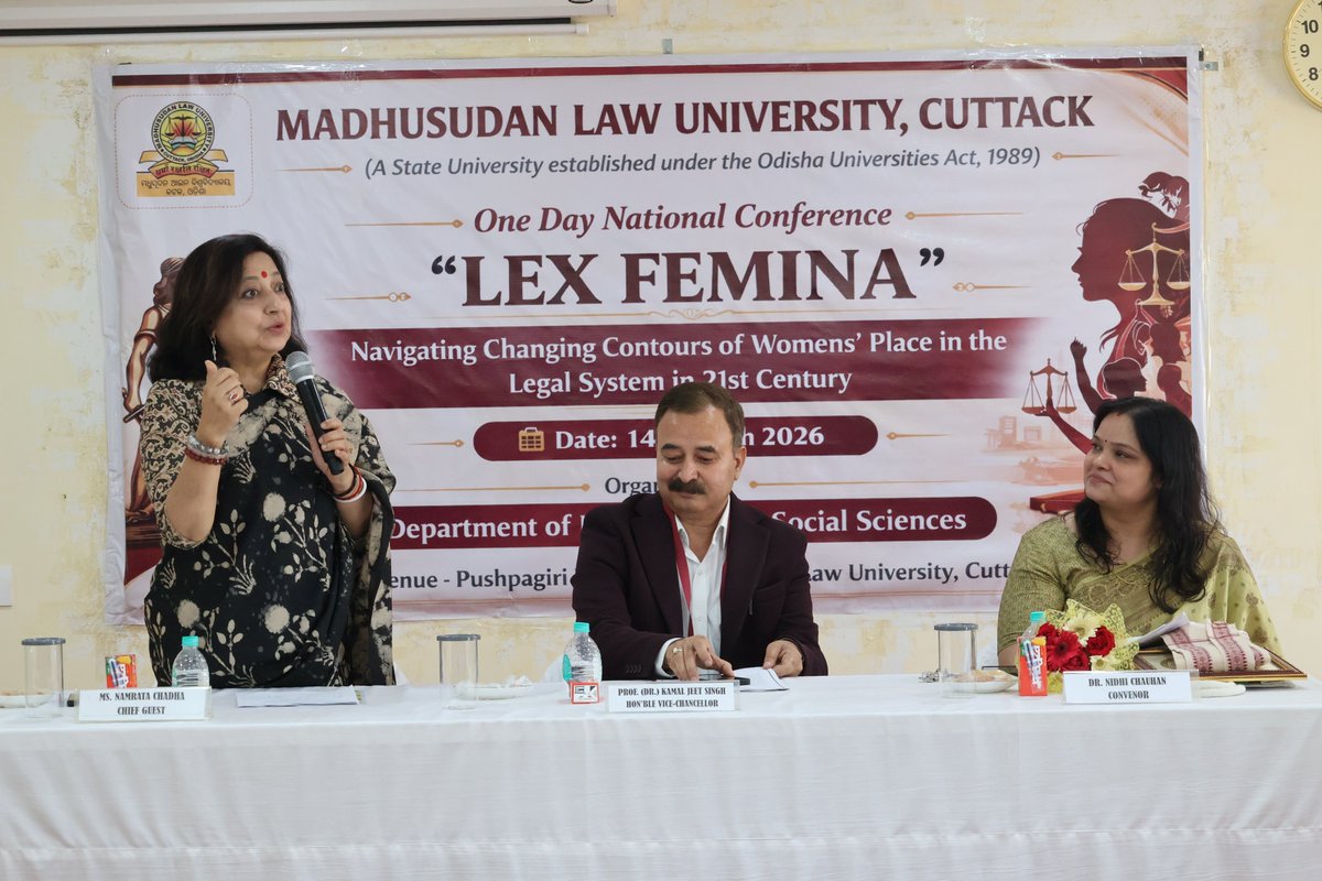 MLUCuttack's tweet photo. One Day National Conference "LEX FEMINA: Navigating chainging Contours of Women's Place in the Legal System in 21st Century" held on 14.03.2026 at Pushpagiri Campus organised by the Department of B.A.LL.B(H) &amp; Social Science. https://t.co/ftywtDDb4t