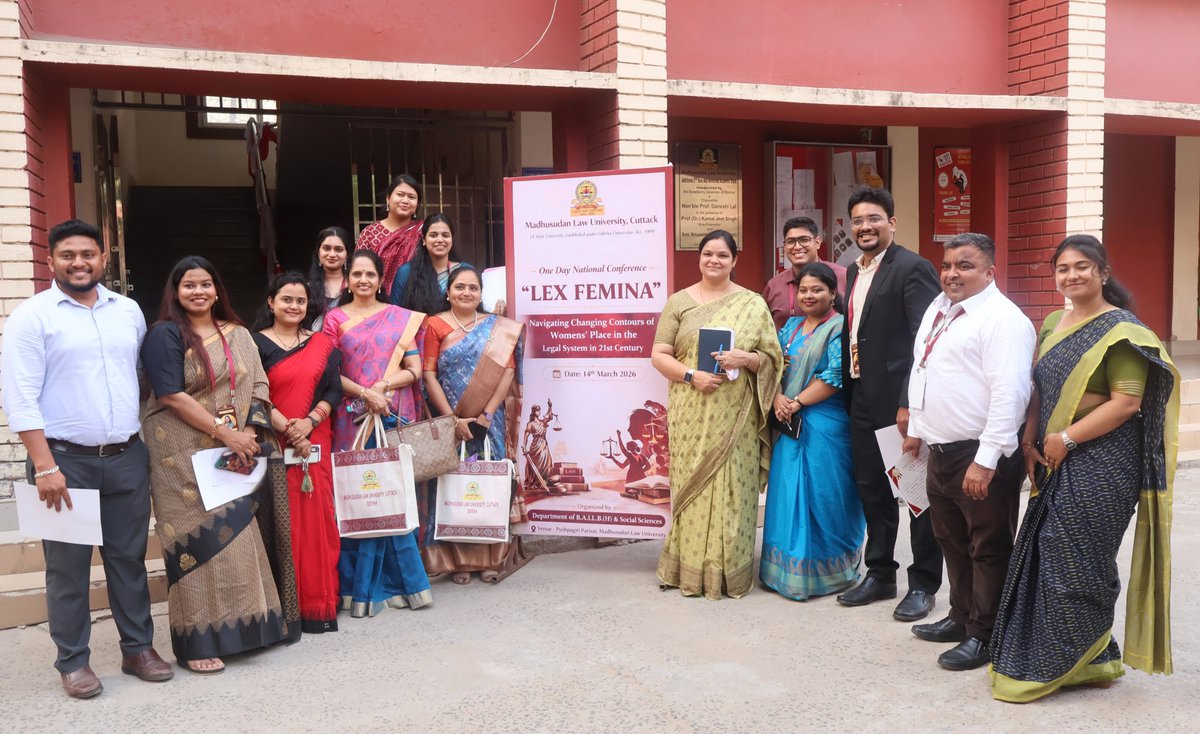 MLUCuttack's tweet photo. One Day National Conference "LEX FEMINA: Navigating chainging Contours of Women's Place in the Legal System in 21st Century" held on 14.03.2026 at Pushpagiri Campus organised by the Department of B.A.LL.B(H) &amp; Social Science. https://t.co/ftywtDDb4t