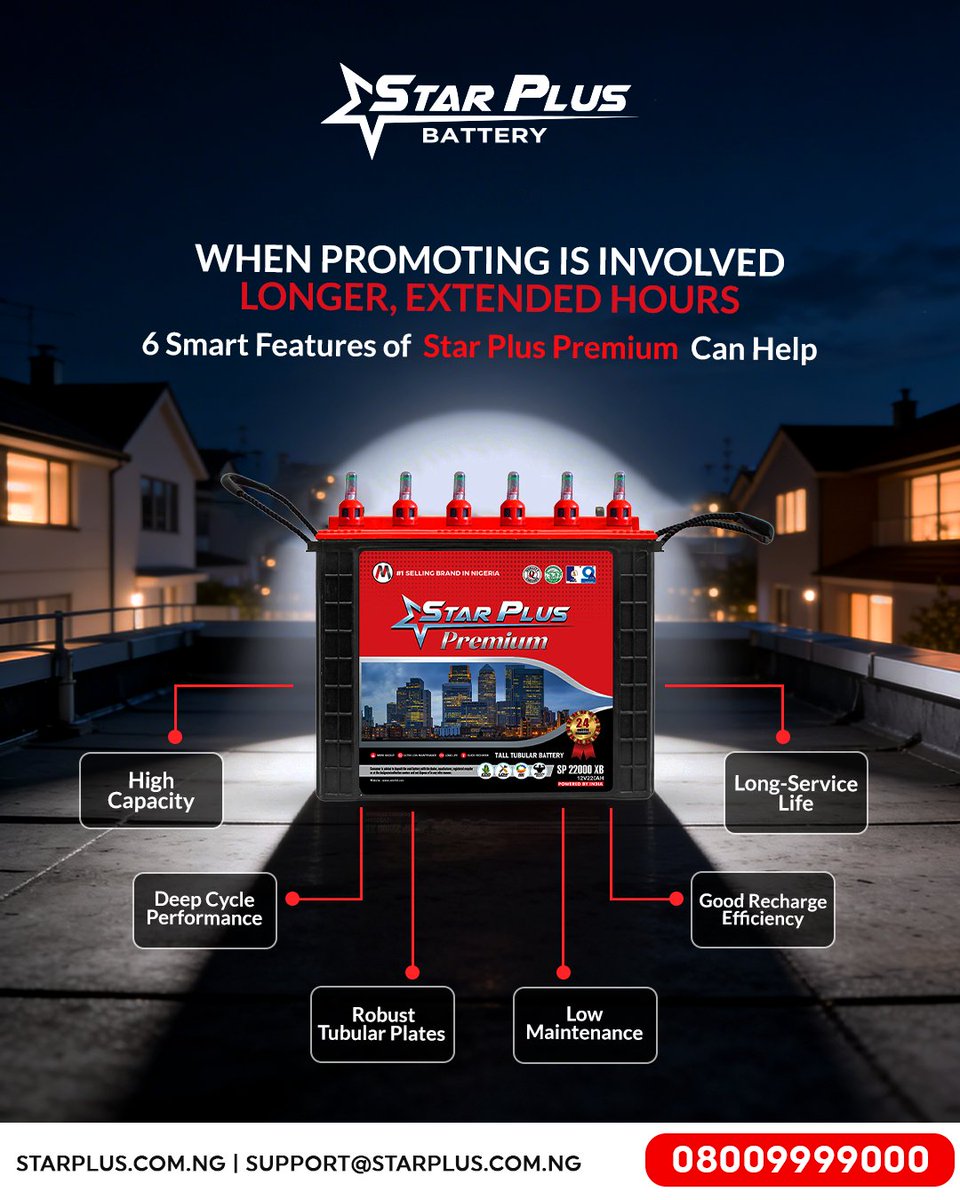 Power that keeps going when you need it most ⚡🔋
Star Plus Premium inverter battery — built for long hours, heavy-duty performance, and zero interruptions 💪

From events to emergencies to commercial use, stay powered without pause 🚀✨

#InverterBattery #PowerBackup