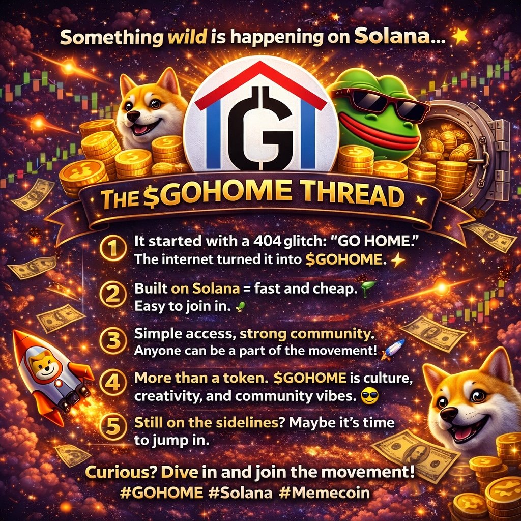 VCryptoInk's tweet image. Tweet 1:
Something unusual is happening on Solana… 👀
A simple moment turned into a movement.
$GOHOME isn’t just a meme, it’s culture, community, and momentum colliding in real time. 🚀
Let’s break it down 🧵👇
@GoHome_Token 
#GoHome #Web3MemeCoin