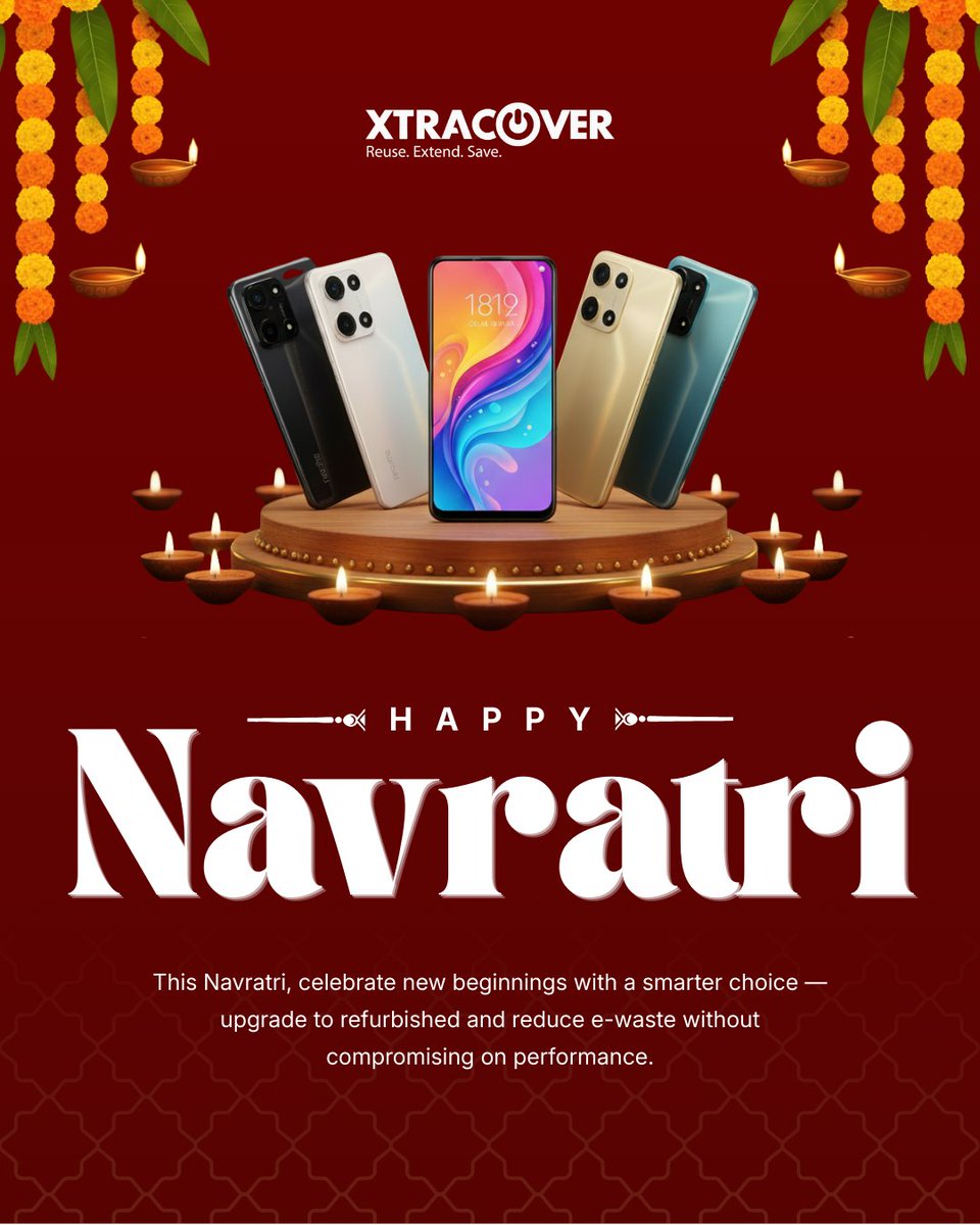 Happy Navratri! ✨

Celebrate new beginnings by switching to refurbished devices that deliver performance, value, and sustainability in one go.
shop.xtracover.com
.
.
.
#happynavratri #navratri2026 #refurbishedphones #sustainabletech #ecofriendly #smartupgrade #xtracover