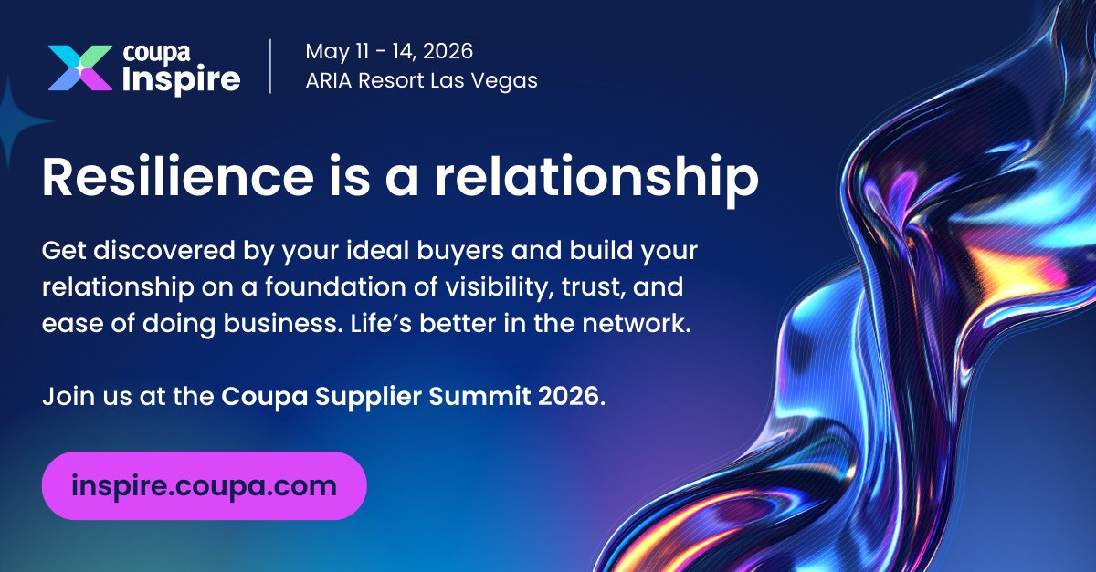 Excited for the Coupa Inspire Supplier Summit May 11–14 in Las Vegas! Don’t miss out register now!

#CoupaInspire

inspire.coupa.com/?utm_source=Sp…
