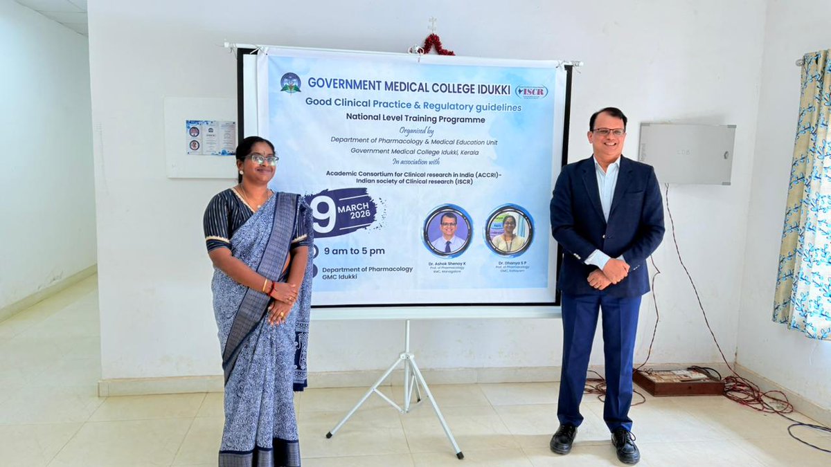 iscrindia's tweet image. Exciting day at GMC Idukki! 🩺 The Dept of Pharmacology, MEU &amp;amp; ACCRI-ISCR hosted a CME on GCP Guidelines.

Goals: DHR registration, ICMR/NDCT 2019 mastery &amp;amp; ethical AI in research. 72 faculty &amp;amp; IEC members trained to ensure world-class, ethical clinical trials. 🚀

#ISCR #GCP