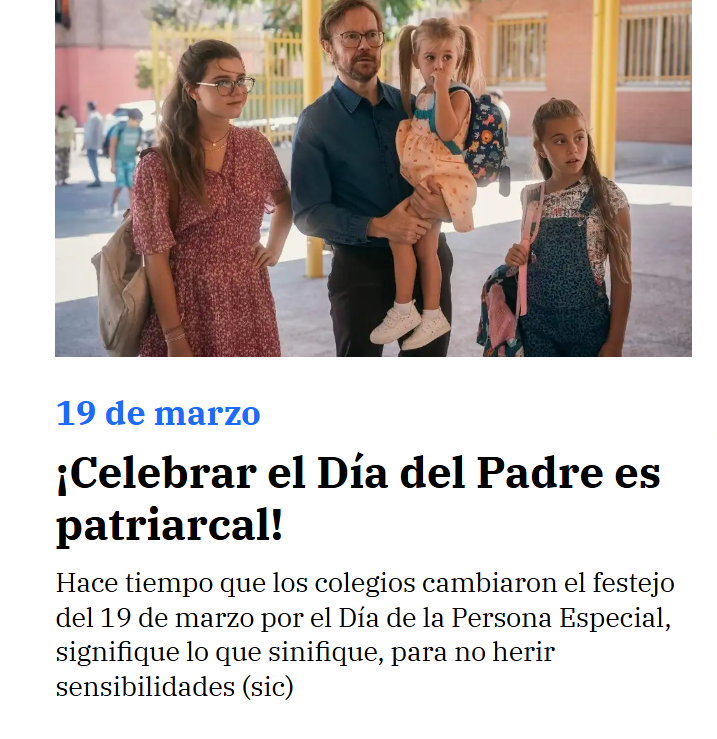 En España, las parejas homosexuales con hijos son el 0'8%, frente al 99,2% de parejas heterosexuales.
¿En qué momento hemos aceptado que el respeto a lo diferente exige  aparentar que lo mayoritario no existe?
uspceu.com/Portals/0/docs…