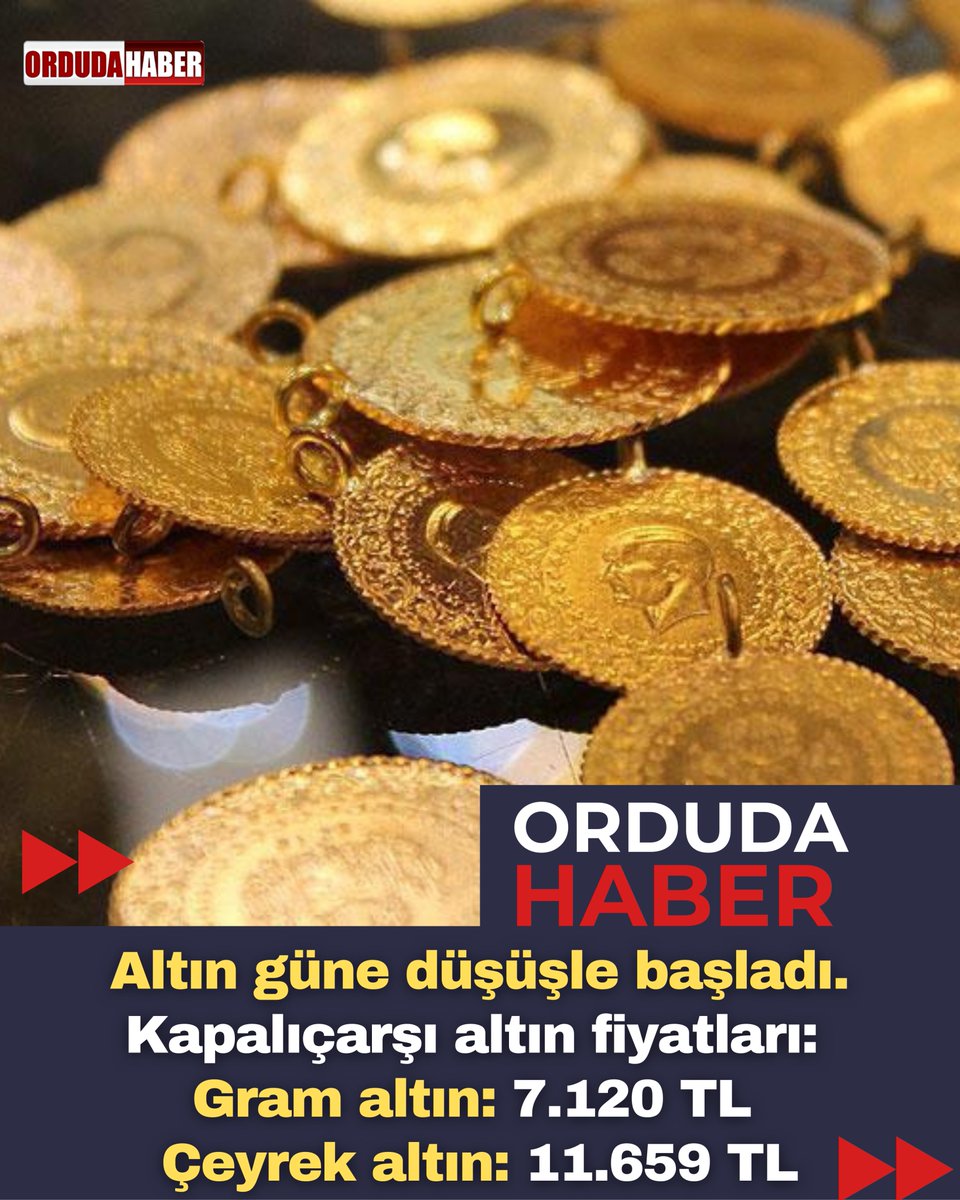 Altın güne düşüşle başladı. Kapalıçarşı altın fiyatları:
Gram altın: 7.120 TL
Çeyrek altın: 11.659 TL #altın