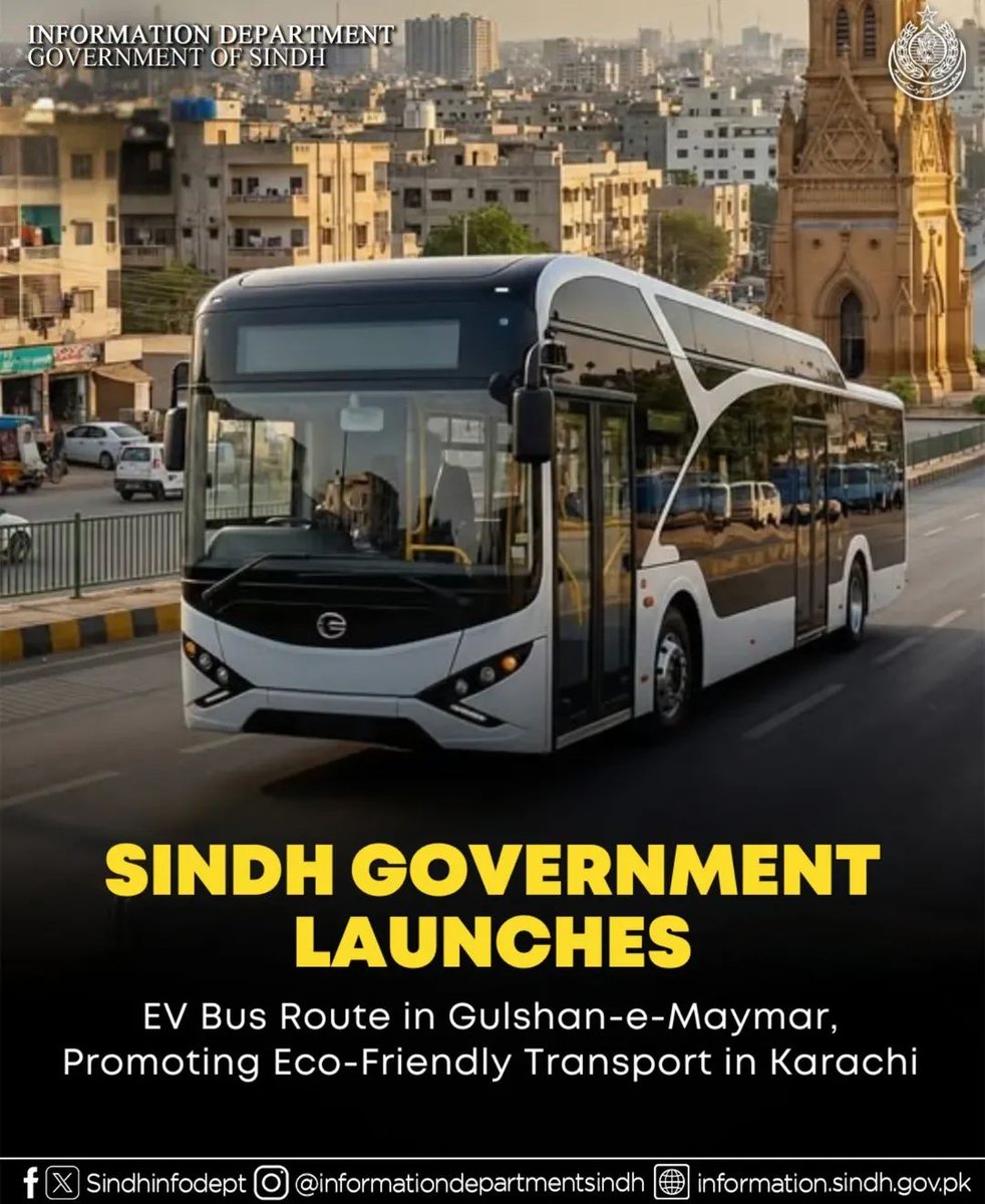 Sindh Government Launches a new electric bus route in Karachi to serve the residents of Gulshan-e-Maymar The introduction of the electric bus service on this route is aimed at easing the daily commute for thousands of residents in the area

#PPP 🇱🇾 #BadalataKarachi
<a href="/sharjeelinam/">Sharjeel Inam Memon</a>
