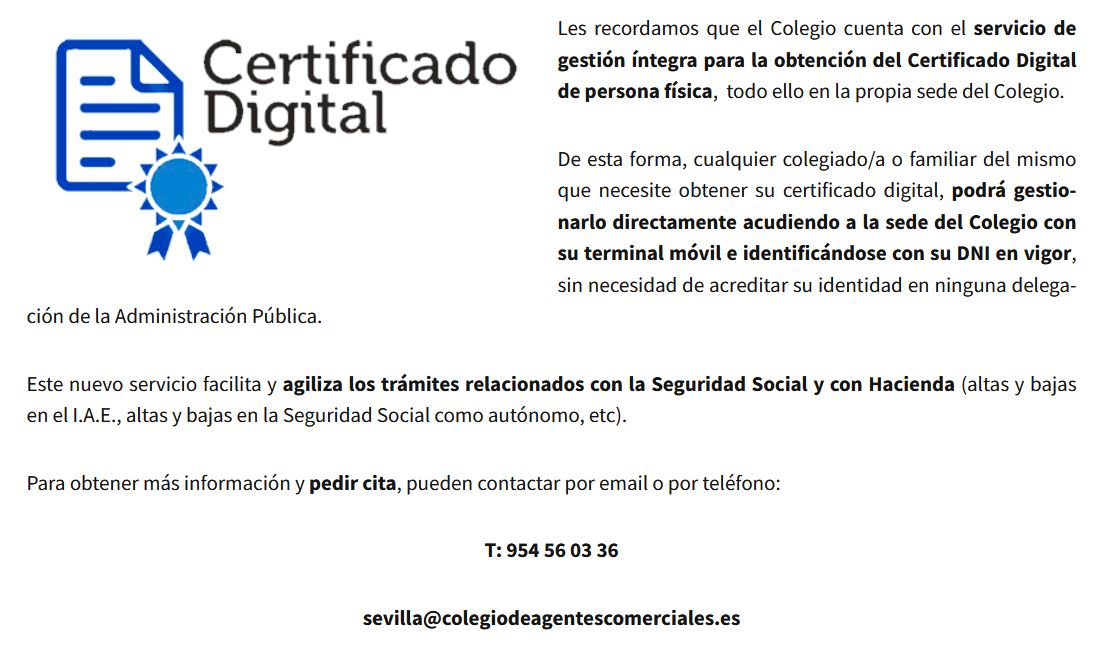 Servicios colegiales. Obtención del Certificado Digital de Persona Física
