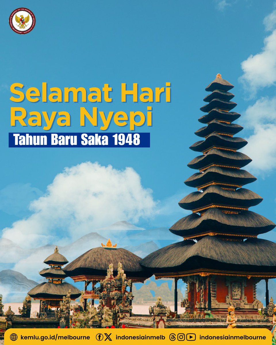 IndonesiaInMelb's tweet image. Selamat Hari Raya Nyepi Tahun Baru Saka 1948.

KJRI Melbourne mengucapkan Selamat Hari Raya Nyepi kepada seluruh umat Hindu yang merayakan hari suci ini. ✨

Rahajeng Rahina Nyepi

#IniDiplomasi #IndonesiaUntukDunia #DemiNKRI #IndonesianWay #NegaraMelindungi