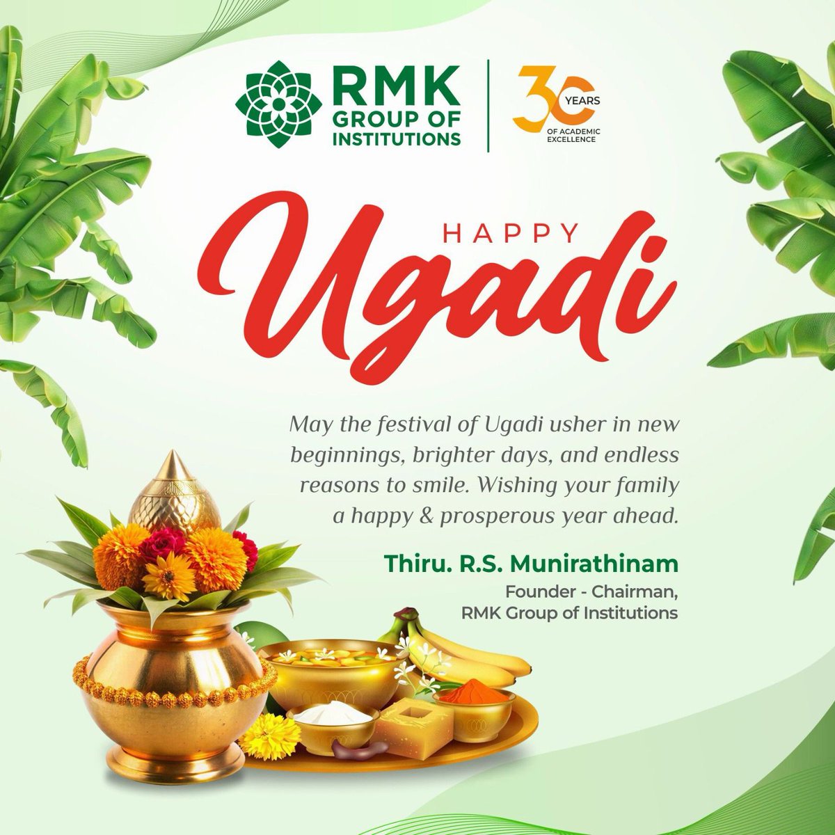 rmdecprincipal's tweet image. Wishing you a joyful and prosperous Ugadi! 🌿✨
– R.M.K Group of Institutions

#rmdec #rmdengineeringcollege #rmkgroupofinstitutions #happyugadi