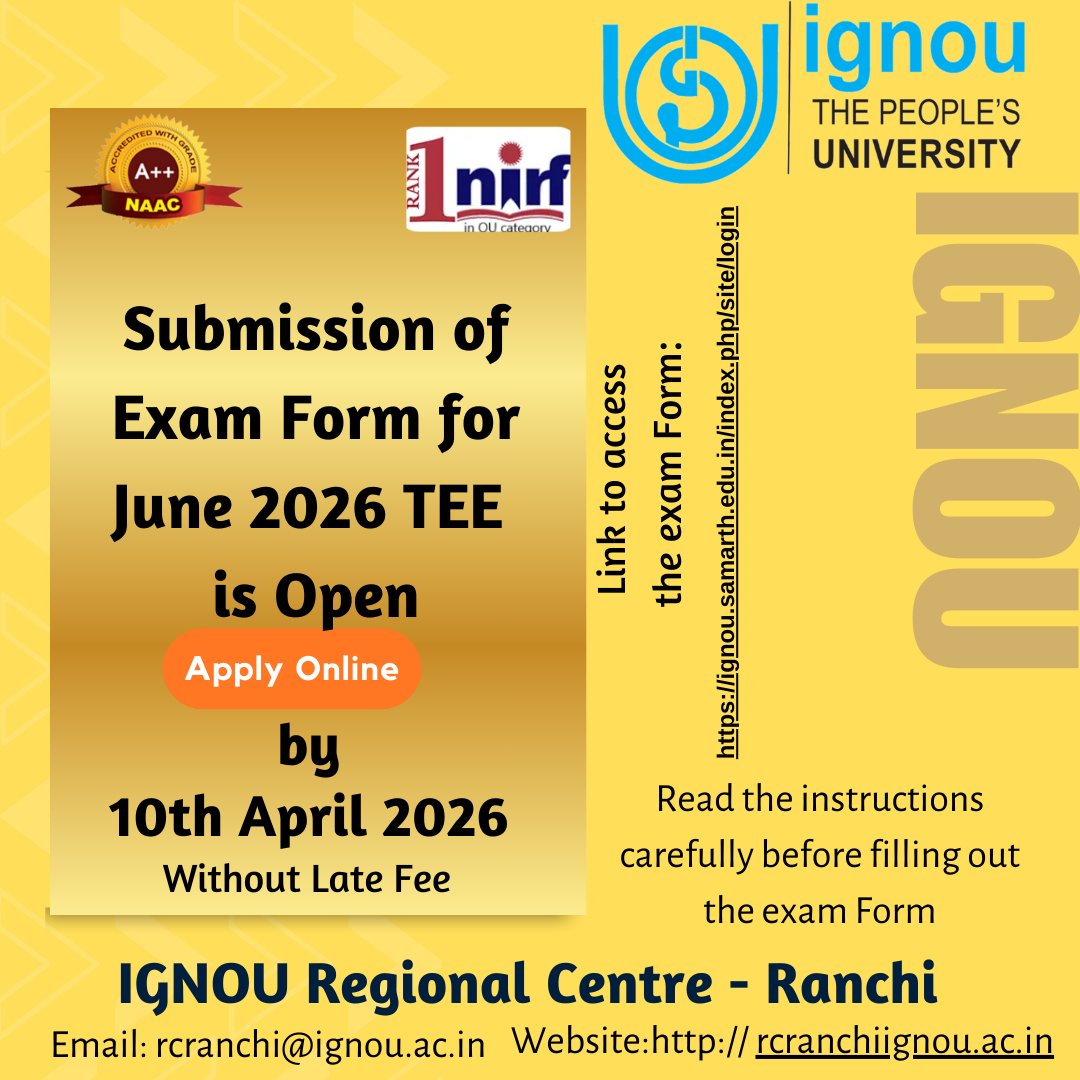 IGNOU RC RANCHI tweet media
