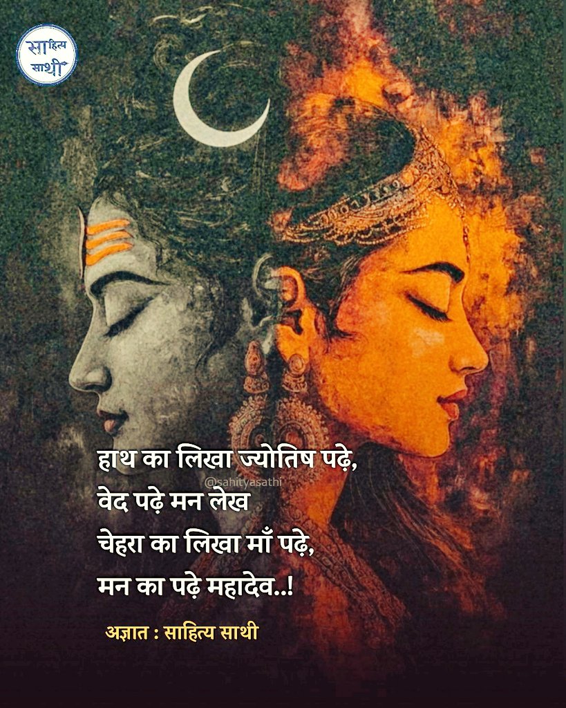 हाथ का लिखा ज्योतिष पढ़े, वेद पढ़े मन लेख 
चेहरा का लिखा माँ पढ़े, मन का पढ़े महादेव..! 

– हर हर महादेव #Varanasi
