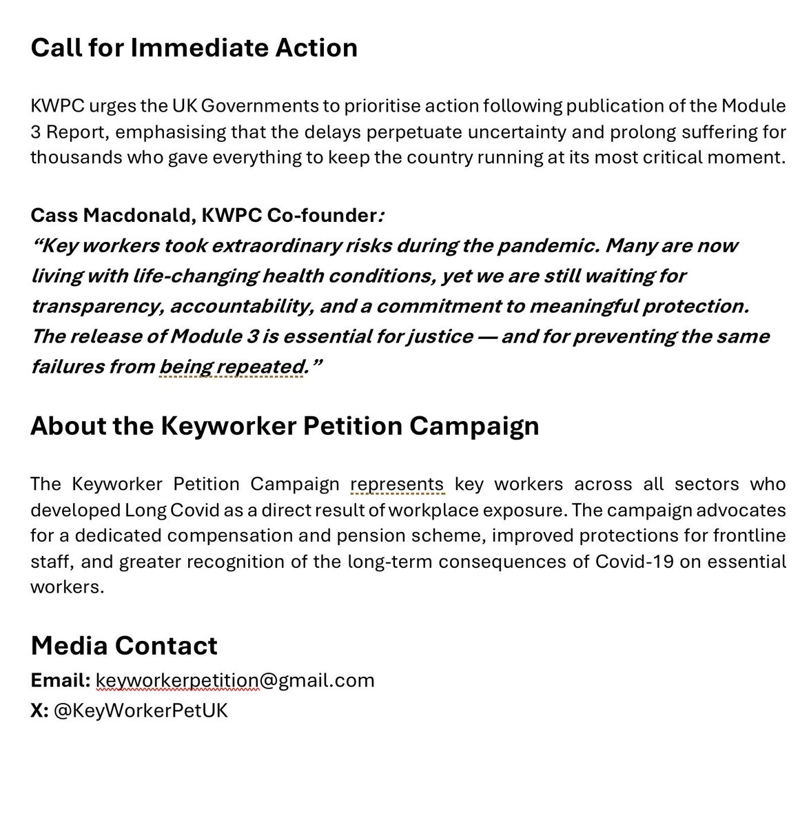 Key Workers Petition UK tweet media