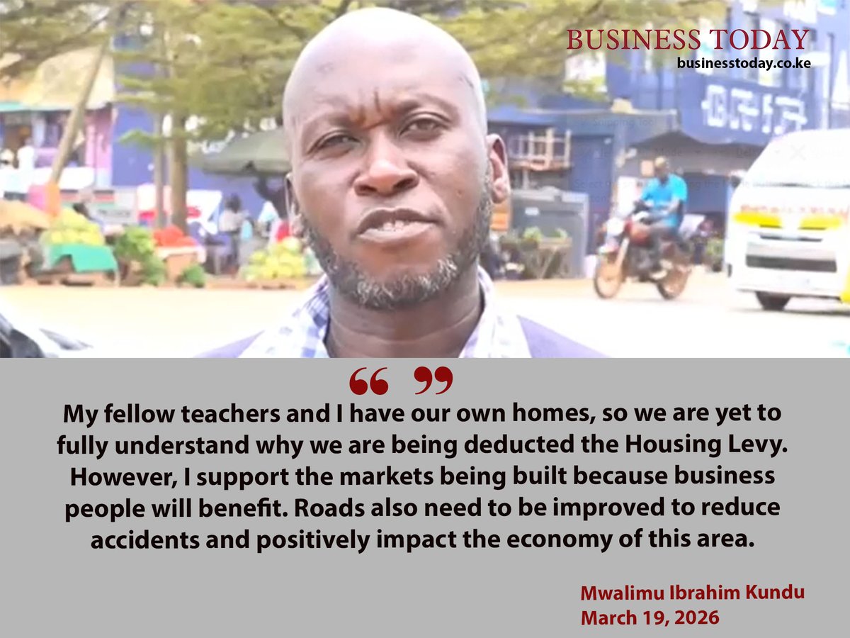 Business_KE's tweet photo. My fellow teachers and I have our own homes, so we are yet to fully understand why we are deducted the Housing Levy - Mwalimu Ibrahim George Kundu. https://t.co/yMVazIcgWn