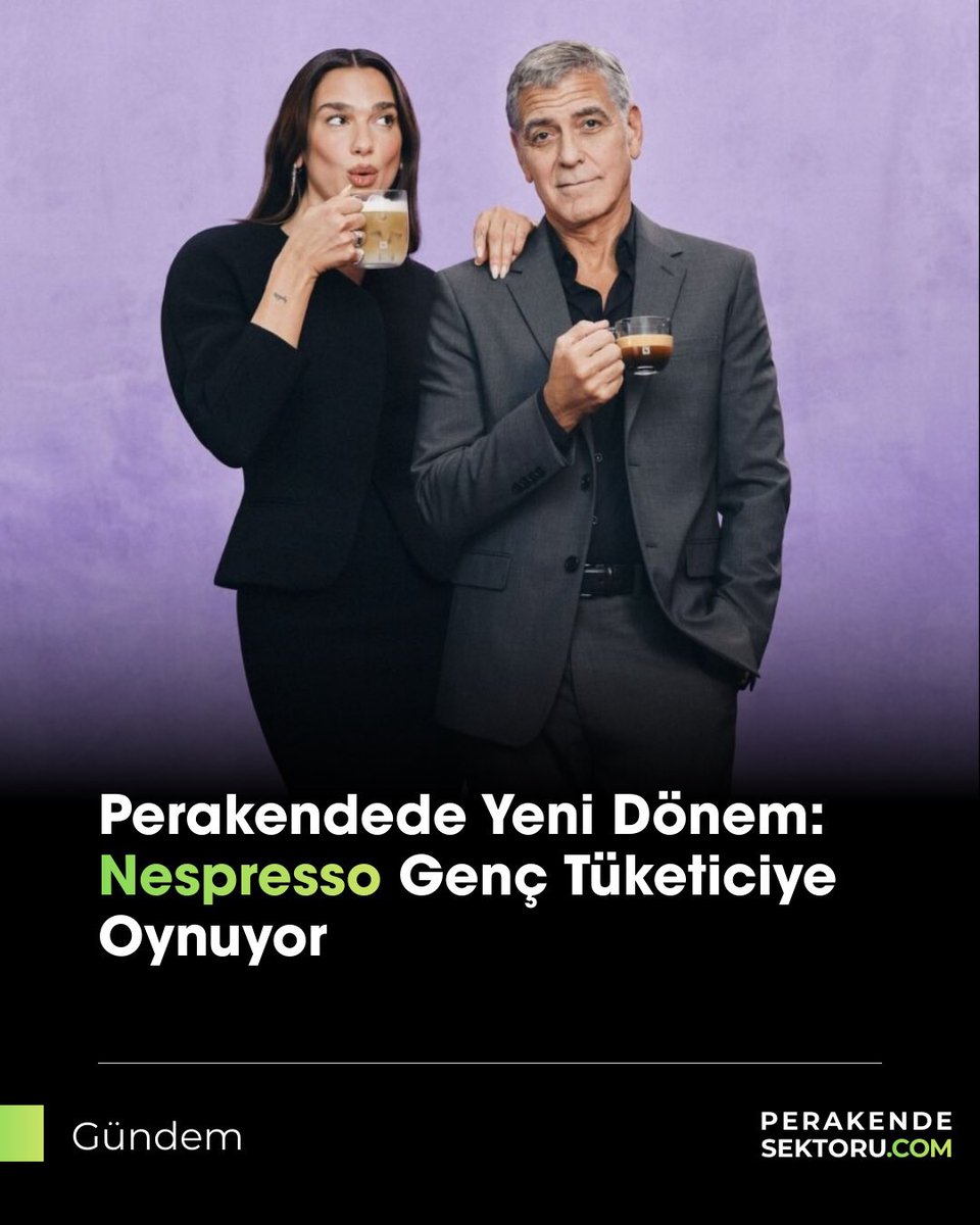 Nespresso, 40 yıllık marka mirasında yeni bir sayfa açarak global marka elçisi olarak Dua Lipa ile iş birliğine gittiğini duyurdu.
Bu adım yalnızca bir ünlü iş birliği değil; markanın genç tüketiciyle daha güçlü bağ kurma stratejisinin de net bir göstergesi

#nespresso #perakende